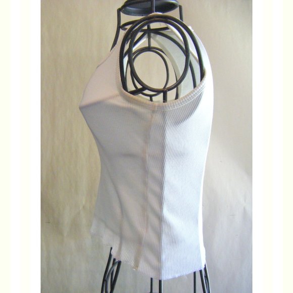 Basic White Ribbed Knit Tank Top Size Small - Picture 3 of 6